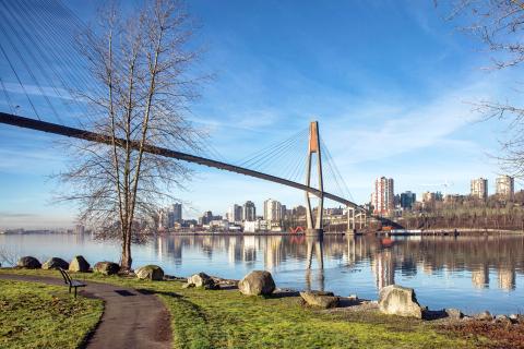 Sky-train bridge linking Surrey and New Westminster over the Fraser River British Columbia