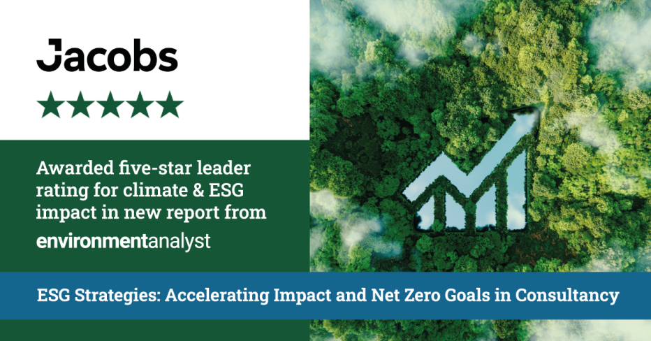 雅各布斯在环境分析师的新报告中获得了气候和ESG影响的五星领袖评级