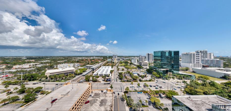 Aerial view of Brightline Bus Central Terminal in Florida