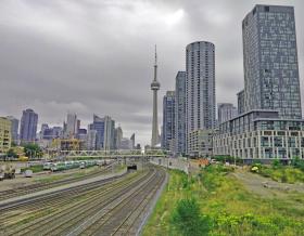 Toronto landscape on the rail
