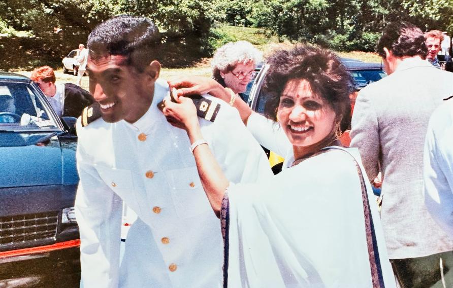 Bob Pragada and his mother during his U.S. Navy service