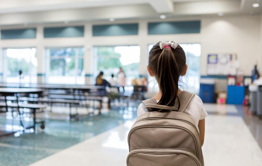 Girl with a rucksack on