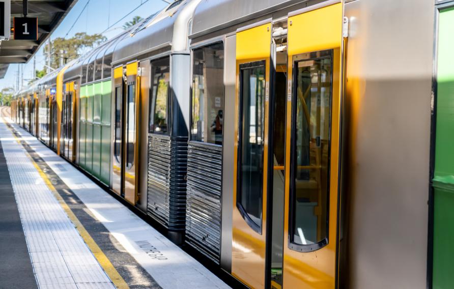  Passenger train on the empty station in Sydney, New South Wales, Australia. Public transport