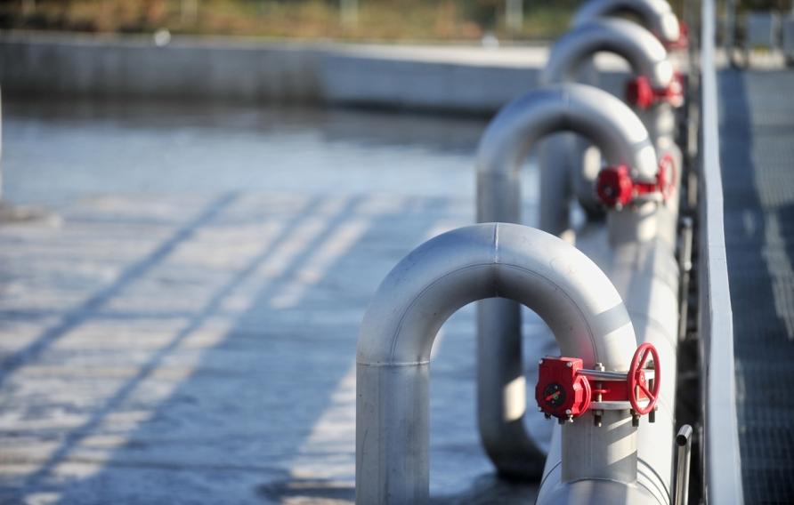 Industrial pipes from a waste water treatment plant