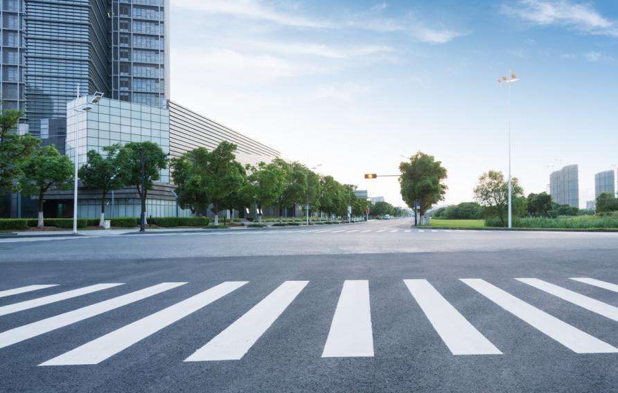 empty road with modern buildings on background,shanghai,china.