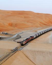 Rail in a red desert