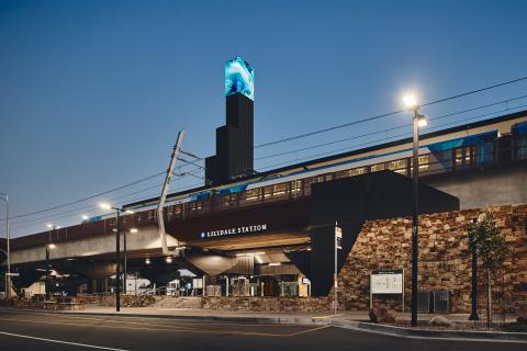 Lilydale Station: LED Tower. Artwork: ‘Winds of Lilydale’, by Refik Anadol.