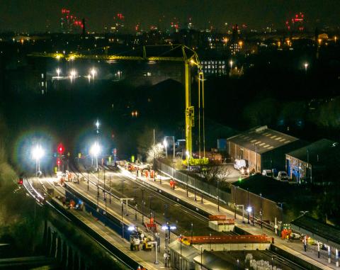 Transpennine Route Upgrade Site at night