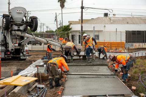 Pouring of concrete at LAX Consolidated Rent-A-Car Facility