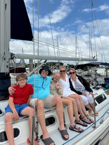 Dava and her family on a sail