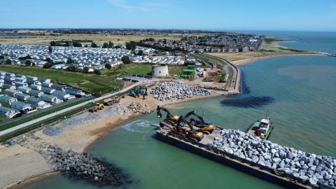 Cockett Wick Barge delivery of the Norwegian granite rocks