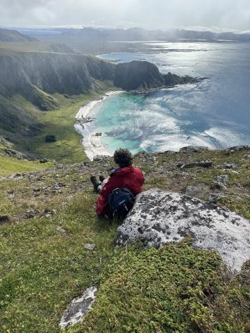 Relaxing on holiday in Arctic Norway.