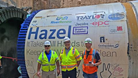 RiverRenew team with tunnel boring machine