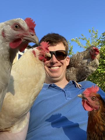 Alex Lane and his chickens