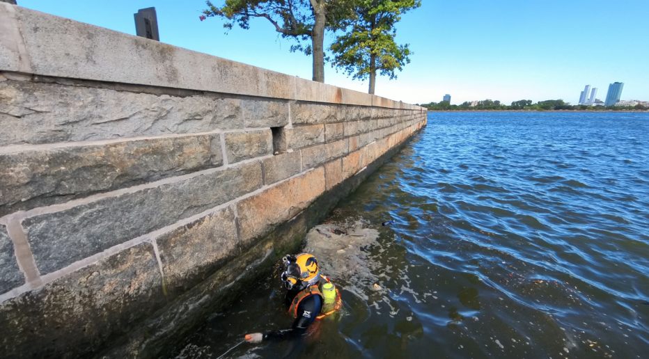 Jacobs diver inspecting the seawall