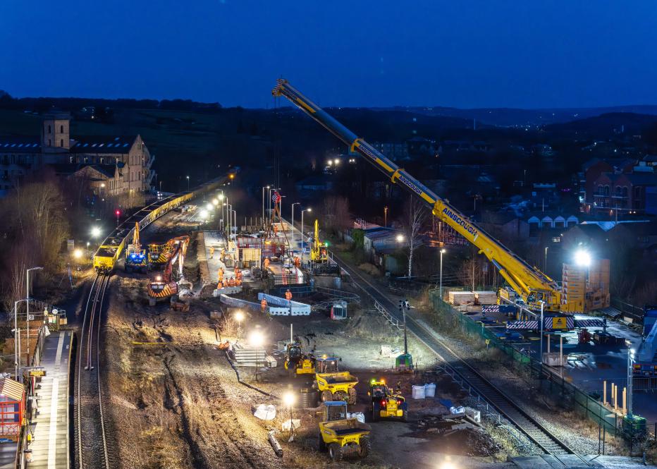Transpennine Route Upgrade at night