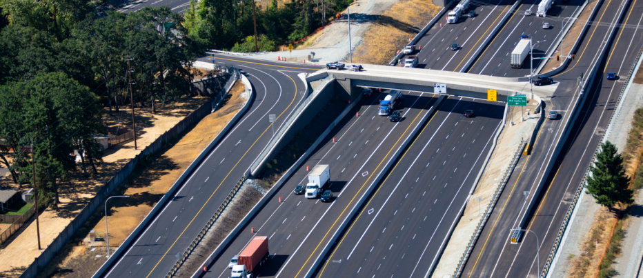 Aerial view of I-5 highway in Washington state, courtesy of Atkinson