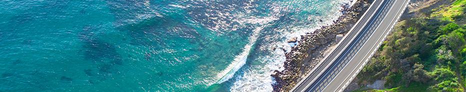 An aerial photograph captured at the beautiful Sea Cliff Bridge located in Clifton, New South Wales